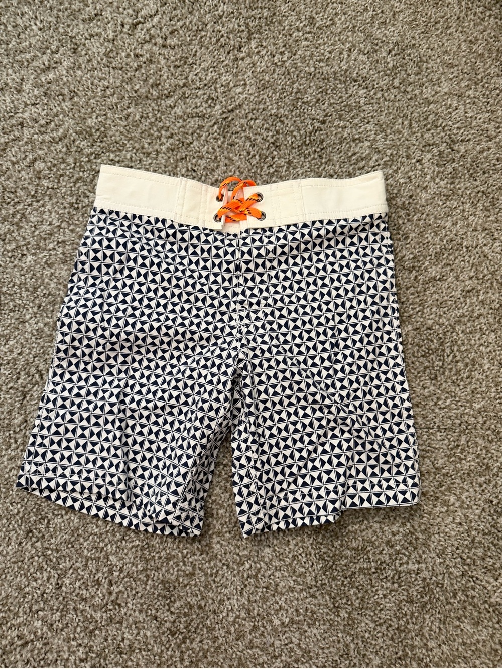 Boys Navy Geometric Swim Shorts with Cream Waistband Size 6